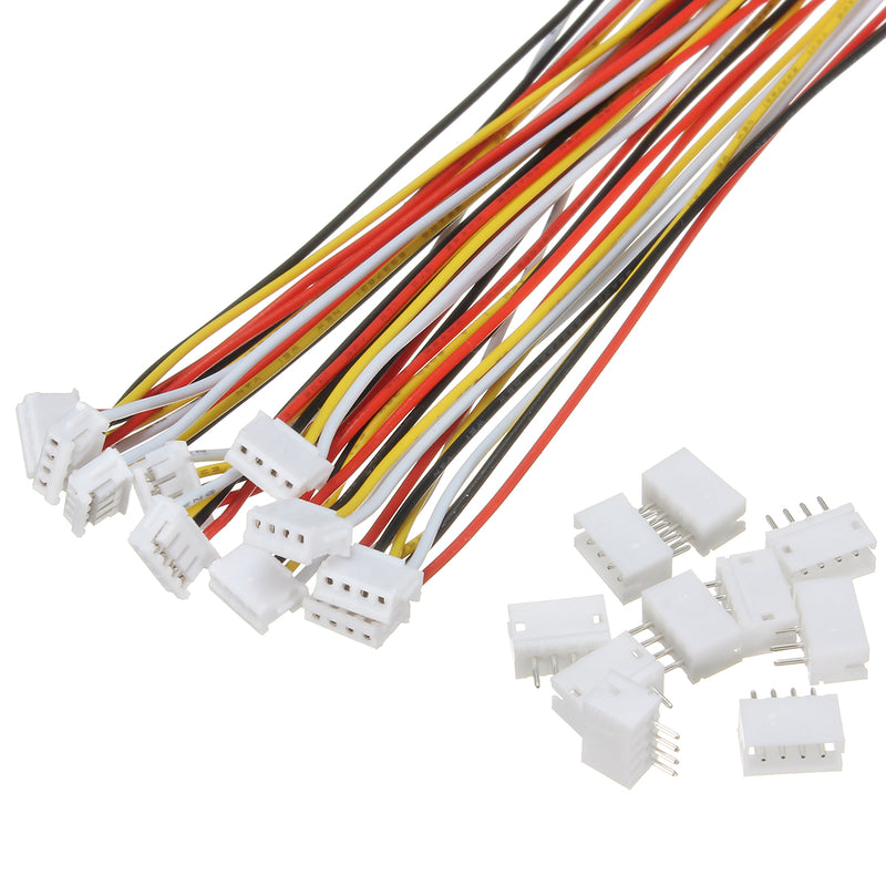 Excellway 10 Sets Mini Micro JST 1.5mm ZH 4-Pin Connector Plug With Wires Cables 150mm