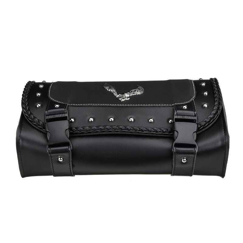 Black PU Leather Motorcycle Tool Bag Luggage Saddlebags Saddle Bag Universal For Harley