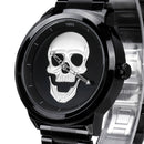 LIGE LG9876 Special Skull Pattern Three-needle Stainless Steel Quartz Watch Men Watch