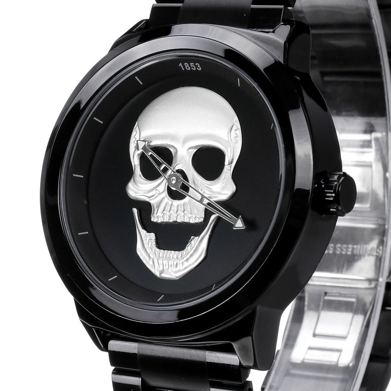 LIGE LG9876 Special Skull Pattern Three-needle Stainless Steel Quartz Watch Men Watch