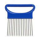 Stainless Steel onion Slicers Safe Fork Kitchen Tool Tomato Onion Vegetables Slicer Cutting Aid Holder Guide Slicing Vegetable Cutter