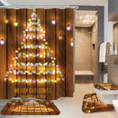 Wooden Strip Christmas Tree Bathroom Shower Curtain Non-slip Mats Toilet Cover
