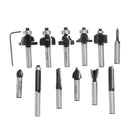Drillpro 12pcs 8mm  Shank Tungsten Carbide Router Bit Set With Wooden Case Woodworking Cutter