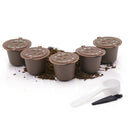 6Pcs/Set 50-100ml Refillable Coffee Capsule Cup Reusable Coffee Pods w/ Coffee Spoon Brush for Nescafe Dolce Gusto Brewer
