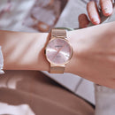 GIMTO GM616 Crystal Colorful Dial Fashion Rose Gold Mesh Steel Strap Casual Women Quartz Watch