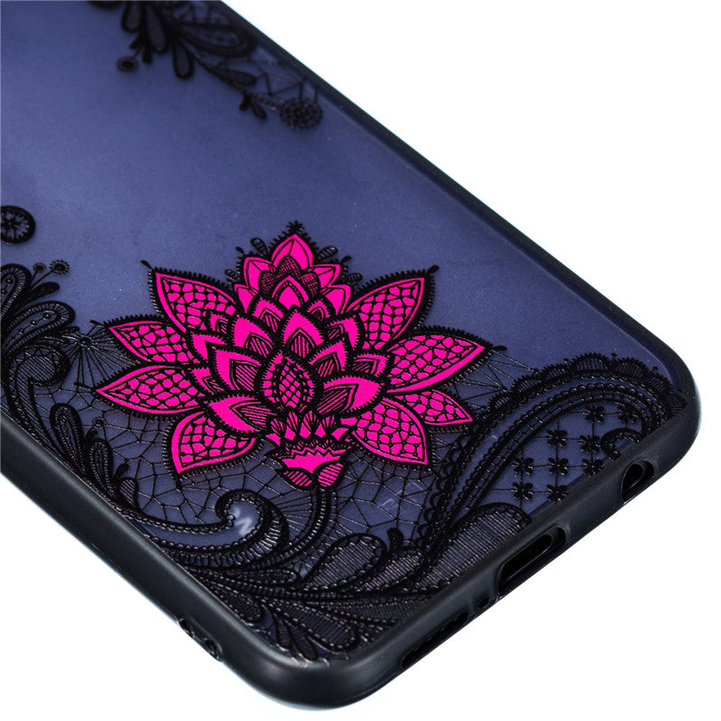 Enkay Emboss Lace Flower Shockproof PC TPU Back Cover Protective Case for Huawei P20 Lite Nova 3E