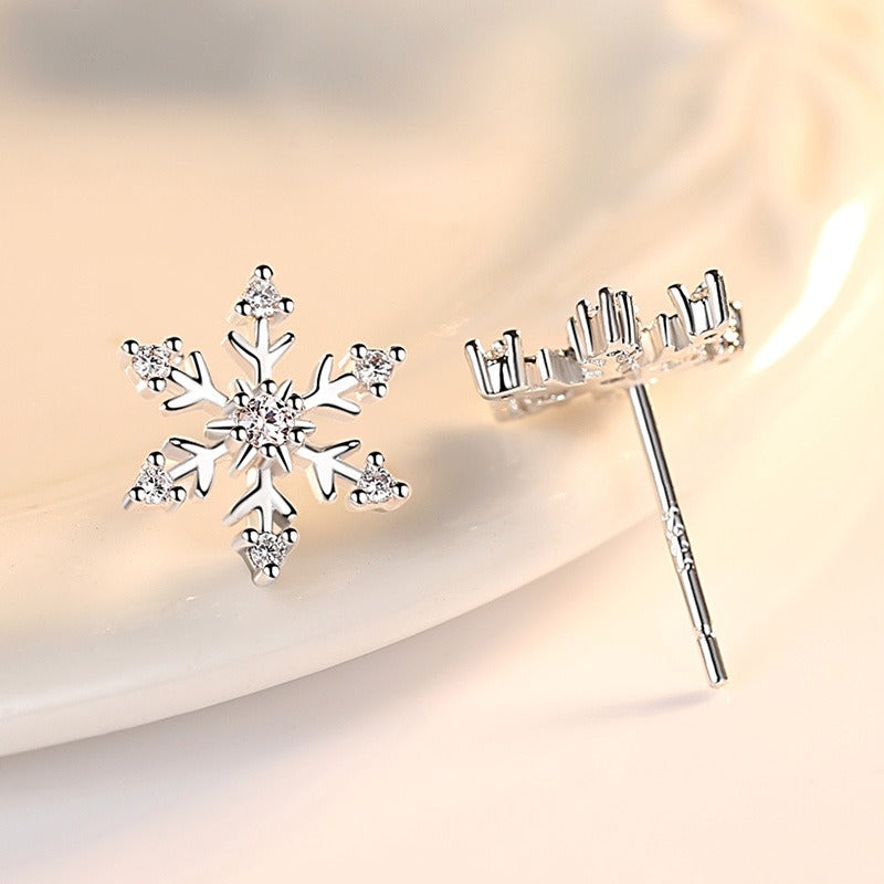 Elegant Snowflake Zircon Earrings Sweet Christmas Gift Earring Stud For Women