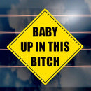 4x4 Inch Yellow Warning Baby In Car Vinyl Decal Funny Sign Stickers Auto Reflective Graphic