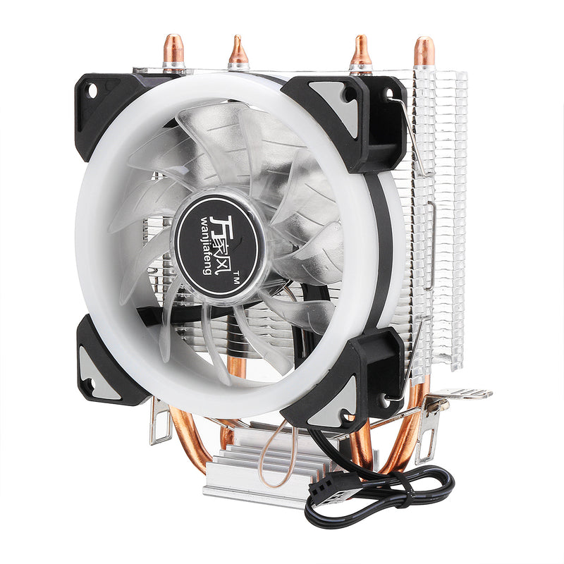 9CM Double Copper Tube Aurora DIY Game Cooling Fan CPU Radiator For 775/115x/1366/AMD Series