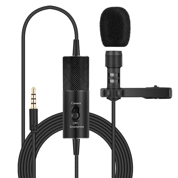 Yanmai R955S Clip-on Type Lavalier Omnidirectional Condenser Microphone 3.5mm Mini Microphone for Camera Phone