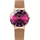 GIMTO GM616 Crystal Colorful Dial Fashion Rose Gold Mesh Steel Strap Casual Women Quartz Watch
