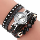 DUOYA D214 Crystal Casual Style Women Bracelet Watch Gift Leather Strap Quartz Watch