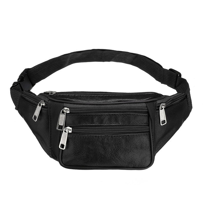Outdoor Pu Leather Waist Bag Zipper Chest Sports Handbag Shoulder Bag