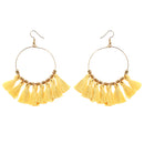 1 Pair Bohemian Sector Shape Tassel Pendant Big Hoop Dangle Earrings for Women