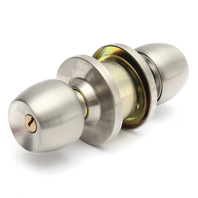 Stainless Steel Round Door Knobs Handle Entrance Interior Passage Lock Entry with Key