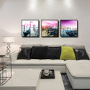 Miico Hand Painted Three Combination Decorative Paintings Shipside Wall Art For Home Decoration