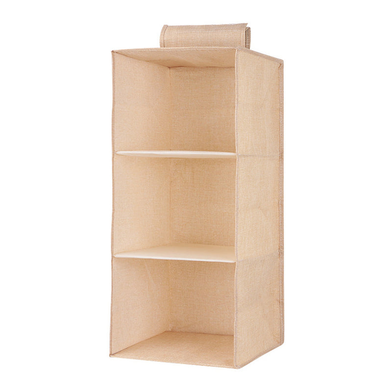 Minleaf Cotton Linen Hanging Closet Organizer Foldable Clothes Storage Bag