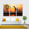 Miico Hand Painted Three Combination Decorative Paintings Giraffe In The Sunset Wall Art For Home Decoration