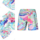 S52510 Beach Shorts Board Shorts 3D Magic Line Printing Fast Drying Waterproof Elasticity Peach Skin