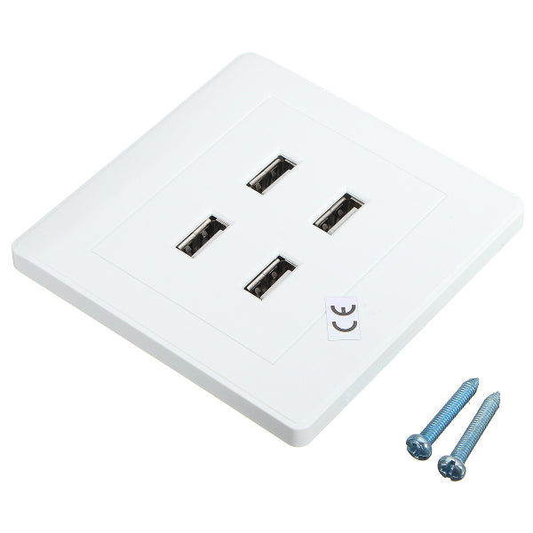 3.1A AC Power Wall Receptacle Socket Plate  Charger Outlet Panel with 4 USB Port