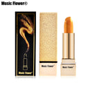 Music Flower Golden Lip stick Shimmer Long lasting Water-proof Metal Moisturizing Women Makeup