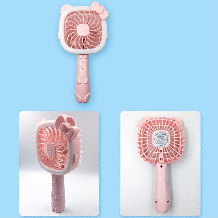 2 in 1 U16 2Modes USB Rechargeable Kitty & Mickey Mini LED Fan TableLight Portable Flashlight