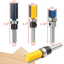 3pcs 1/4 Inch Shank Top Bearing Flush Trim Pattern Router Bit Set 1/2 Inch Milling Cutter