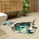 Miico Creative 3D Sea Gulls Birds Sea Island PVC Removable Home Room Floor Decor Sticker