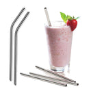 4Pcs Straw Set Reusable Straight Bent Stainless Steel Drinking Straws With Cleaning Cleaner Brush