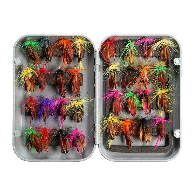 ZANLURE 32pcs Mixed Trout Flies Lure Fly Fishing Tackle with Box