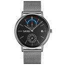 SKMEI 9182 Business Style Circular Mirror Mesh Steel Strap Week Date Display Men Watch Quartz Watch