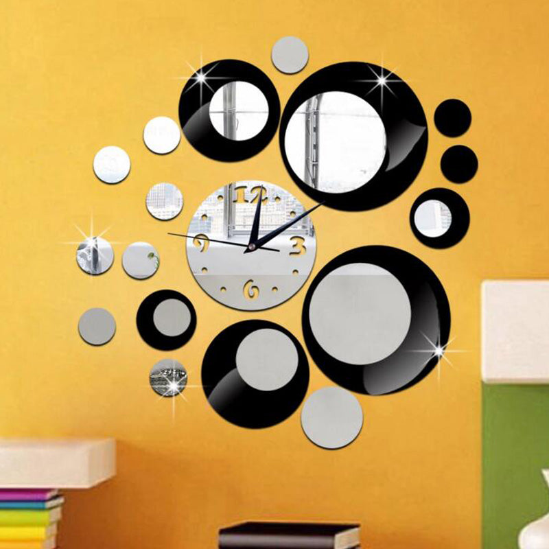 Honana DX-X6 Creative 3D Acrylic Mirror Wall Sticker Quartz Clocks Watch Large Home Decor