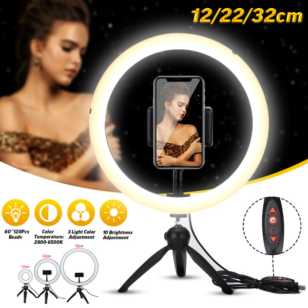 Ring Light LED Makeup Ring Lamp USB Portable Selfie Ring Lamp Phone Holder Tripod Stand Photography Lighting