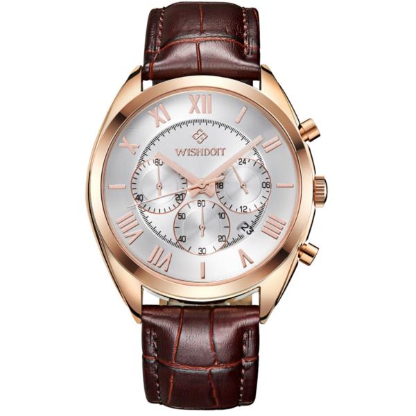 WISHDOIT WSD-006 Fashion Men Quartz Watch Luxury Leather Strap Waterproof Wrist Watch