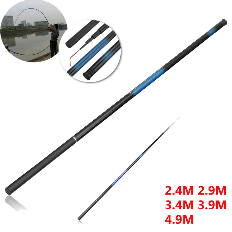 ZANLURE 2.4m-4.9m Fiberglass Portable Telescopic Fishing Rod Pole Pen Ultra Hard