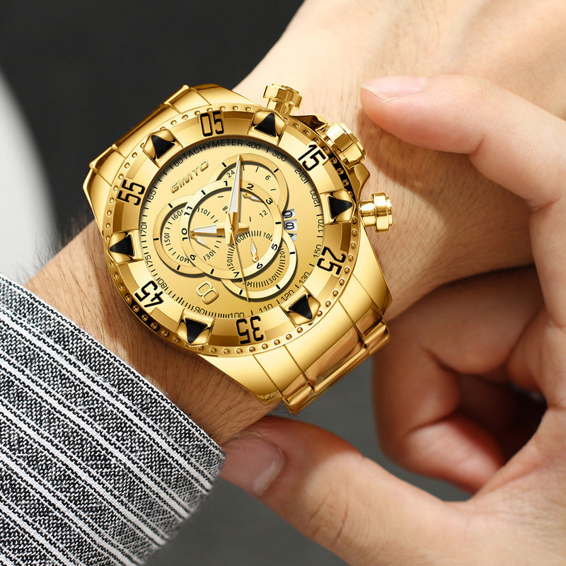 GIMTO GM259 Fashion Men Business Stainless Steel Band Three Dial Date Display Quartz Watch