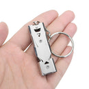 Double Pipe High Decibel Stainless Steel Outdoor Emergency Survival Whistle Keychain Camping