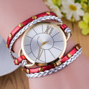Simple Dial Leather Strap Crystal Algarismos Romanos Quartz Watch Women Bracelet Watch