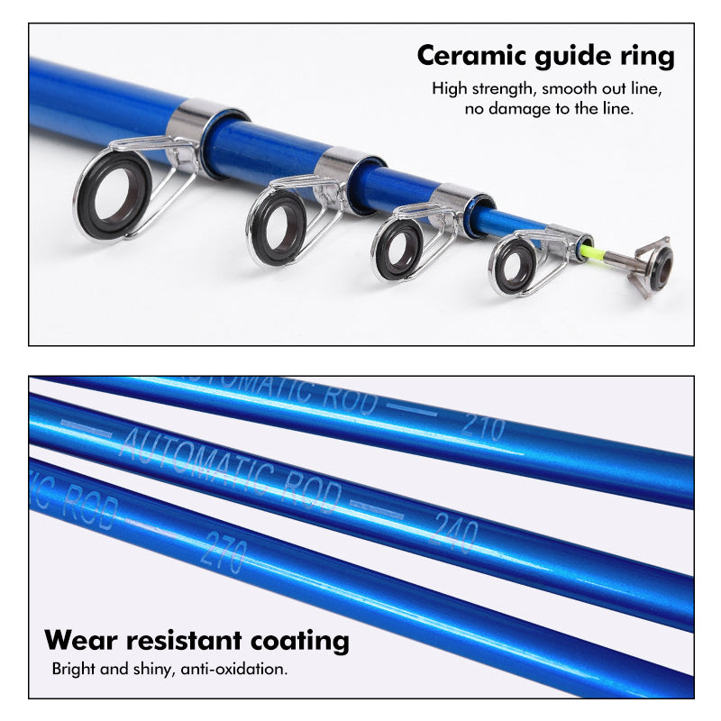 ZANLURE 1.5/ 1.8/ 2.1/ 2.4m Automatic Fishing Rod Fishing Essential Sea River Lake Stainless Steel Fishing Rod Holder Fishing Pole For Sensitive Operation Fishing Sport Tool