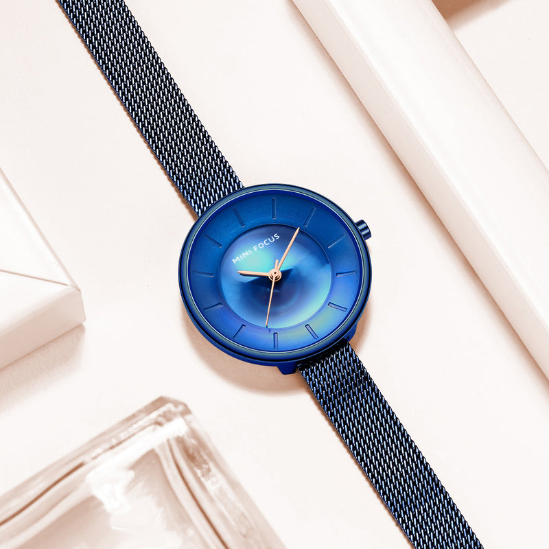 MINI FOCUS MF0331L Simple Cat Eyes Dial Full Steel Women Quartz Watch