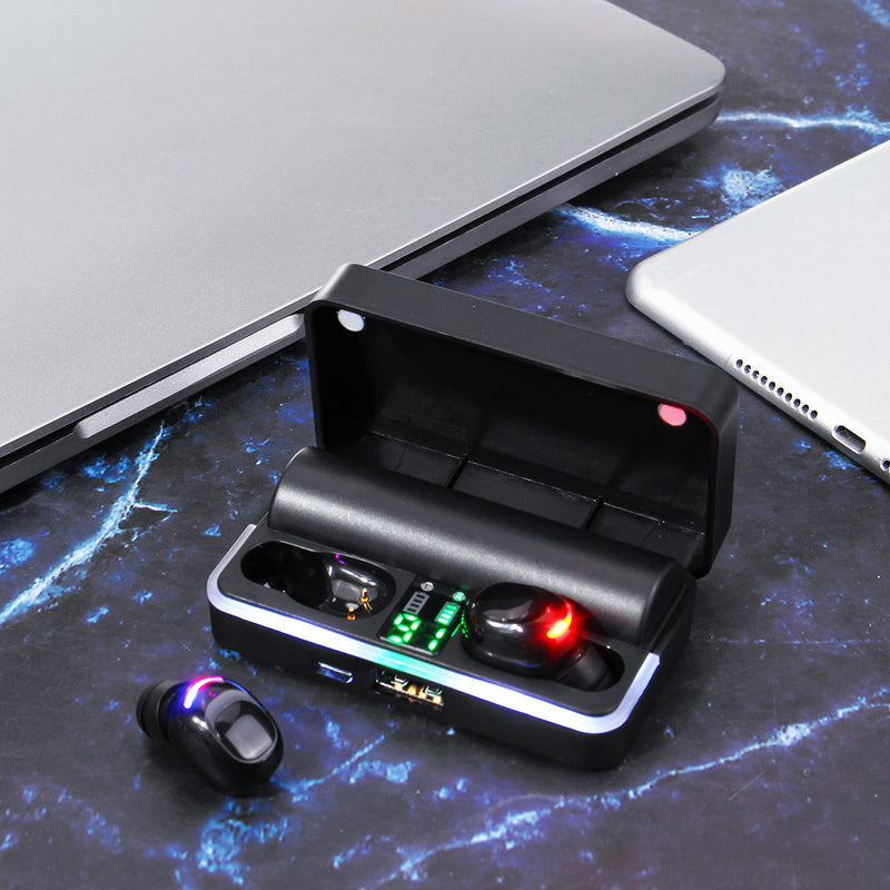 Portable TWS bluetooth 5.0 Earphone Wireless Earbuds 6D Heavy Bass LED Display IPX7 Waterproof Headphone with Mic for iPhone Xiaomi Huawei