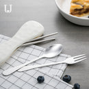 Stainless Steel Cutlery Set Flatware Set Chopsticks Fork Spoon Outdoor Travel Portable Three-piece