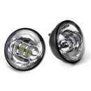 2Pcs 4" 30W 1500LM 6000K 10-32V IP67 Motorcycle LED Headlights Flood Fog Passing Lights