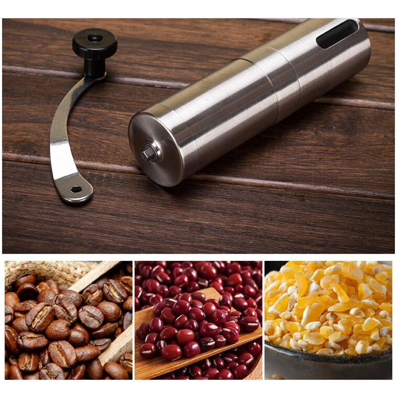 Silver Coffee Grinder Mini Stainless Steel Manual Handmade Coffee Bean Burr Grinders Kitchen Tool