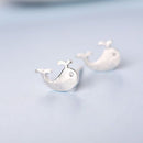 Silver Sweet Little Whale Ear Stud Earrings For Women