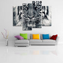 Miico Hand Painted Four Combination Decorative Paintings Tiger Head Wall Art For Home Decoration