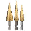 3pcs HSS Step Cone Drill Bit Titanium Hole Cutter Set 3-12/4-42/4-20mm