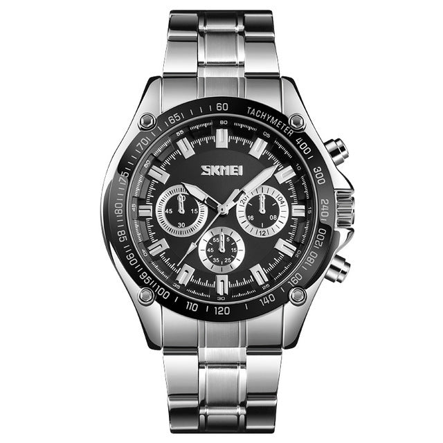 SKMEI 1366 Business Stainless Steel Waterproof Analog Quartz Watch Men Wristwatch
