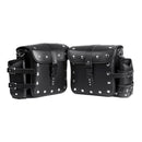 27x12x25cm Pair Black Motorcycle PU Leather Side Box Hanging Saddlebags with Water Bottle Bag
