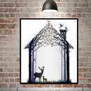 Miico Hand Painted Oil Paintings Simple Style-A Deer Family Wall Art For Home Decoration Painting